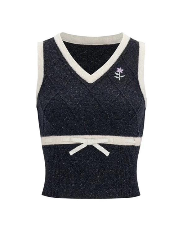 Embroidered vest long sleeves skirt set-up