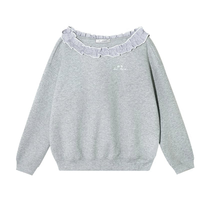 Asymmetrical Striped Ruffle Sweatshirt