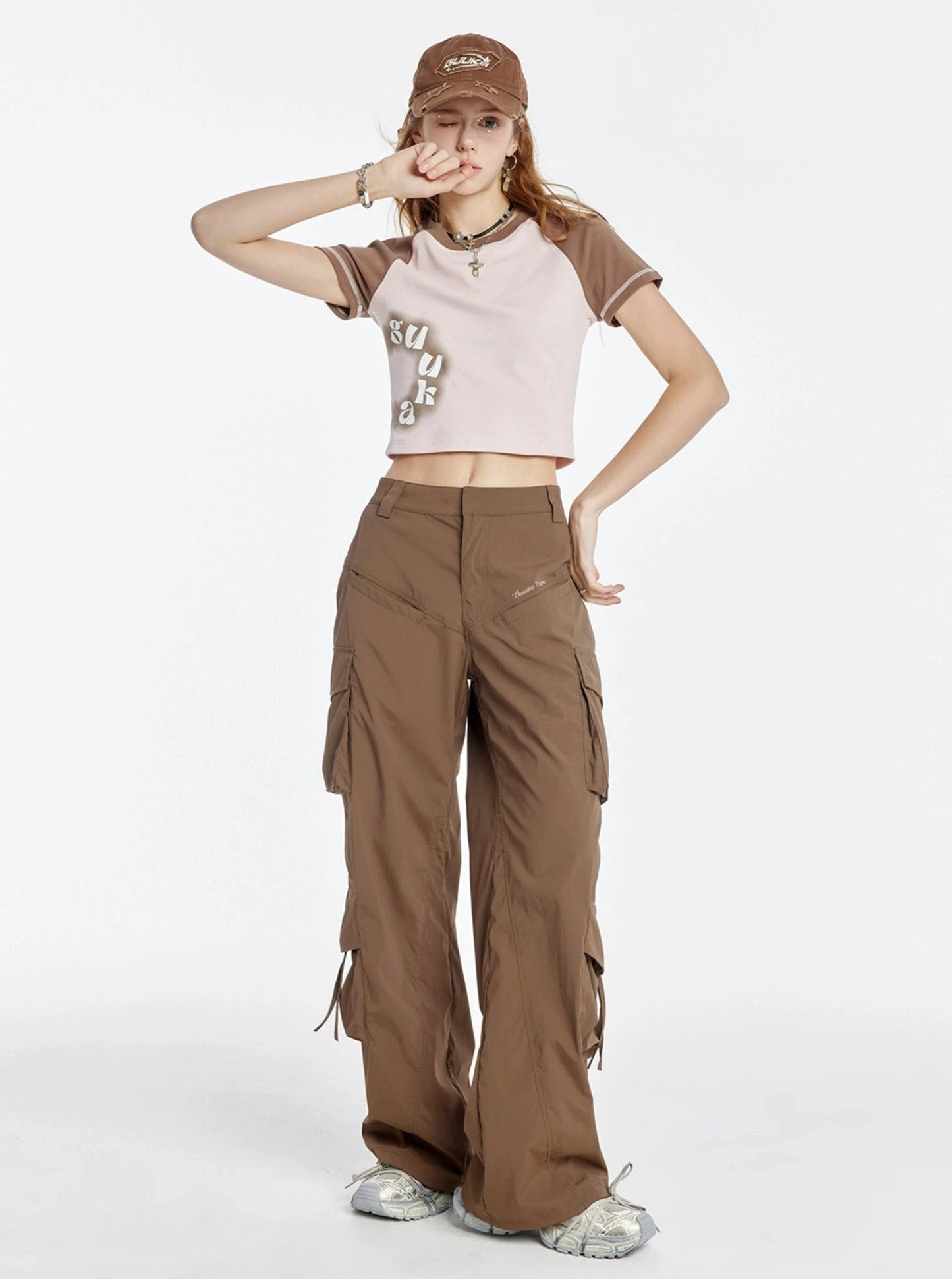 Brown Straight Cargo Pants