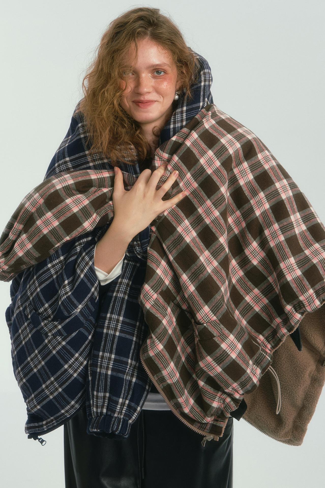 Double-Sided Plaid Fleece Jacket