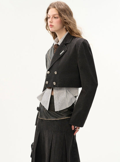 Long Sleeve shirt and skirt with coat three-piece set