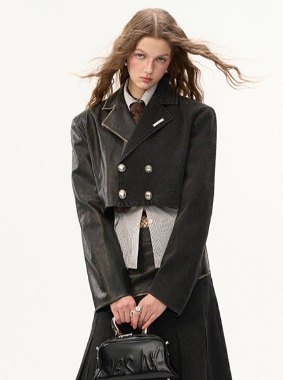 Long Sleeve shirt and skirt with coat three-piece set