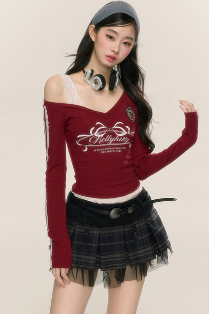 Sweet Wine Lace Long-Sleeve T-Shirt