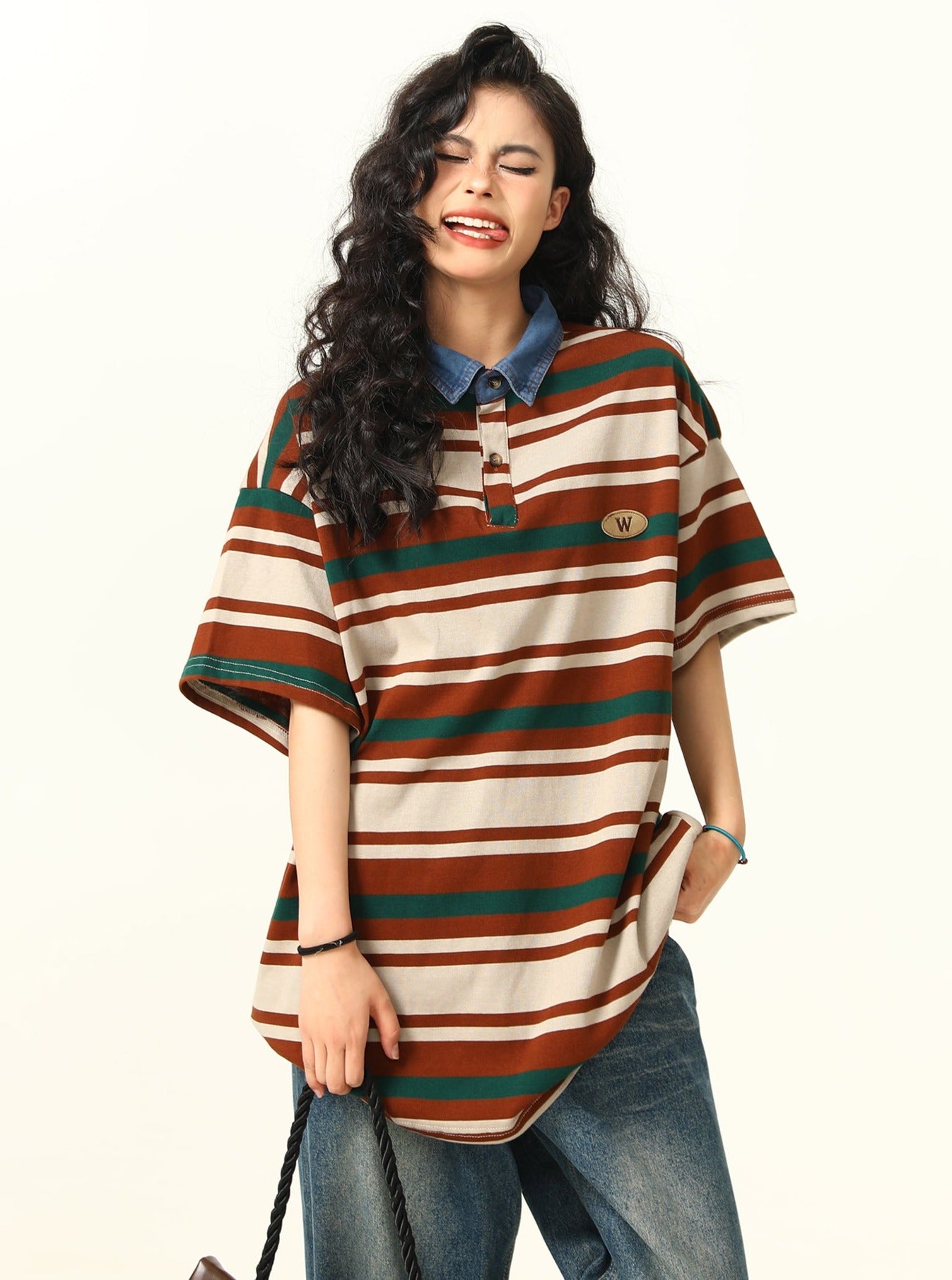 Retro Maillard Stripe Top