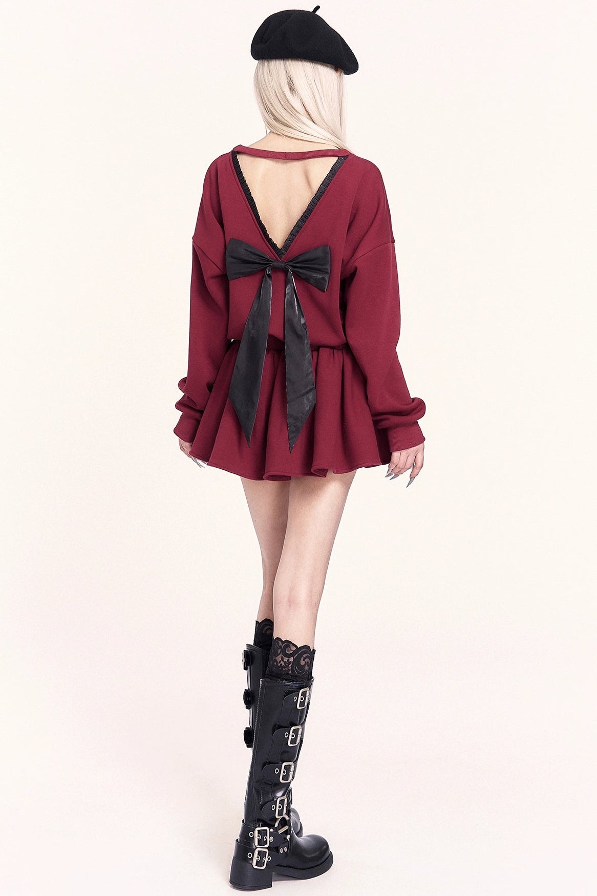 Backless Fleece Sweatshirt Dress UrbanSheek Backless Fleece Sweatshirt Dress UrbanSheek