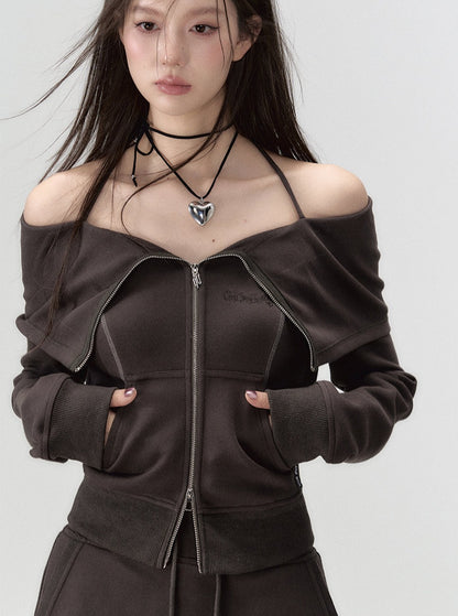 Revers-Sweatshirt und Rock zweiteiliges Set