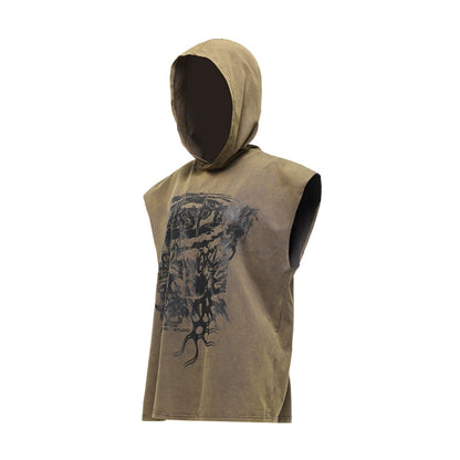 Cosmic Vortex Sleeveless Hooded Top