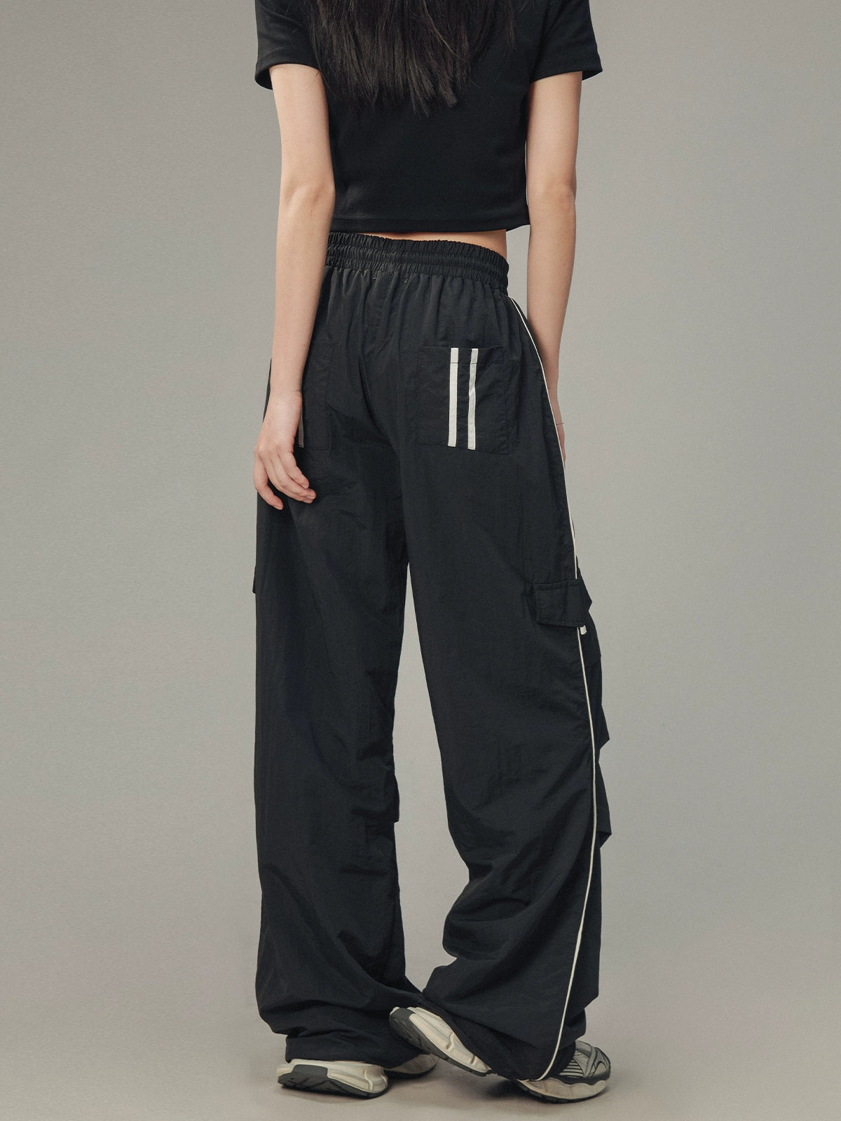 Unisex Black Casual High Street Pants