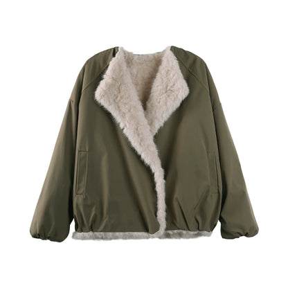 Reversible Faux Mink Parka Coat