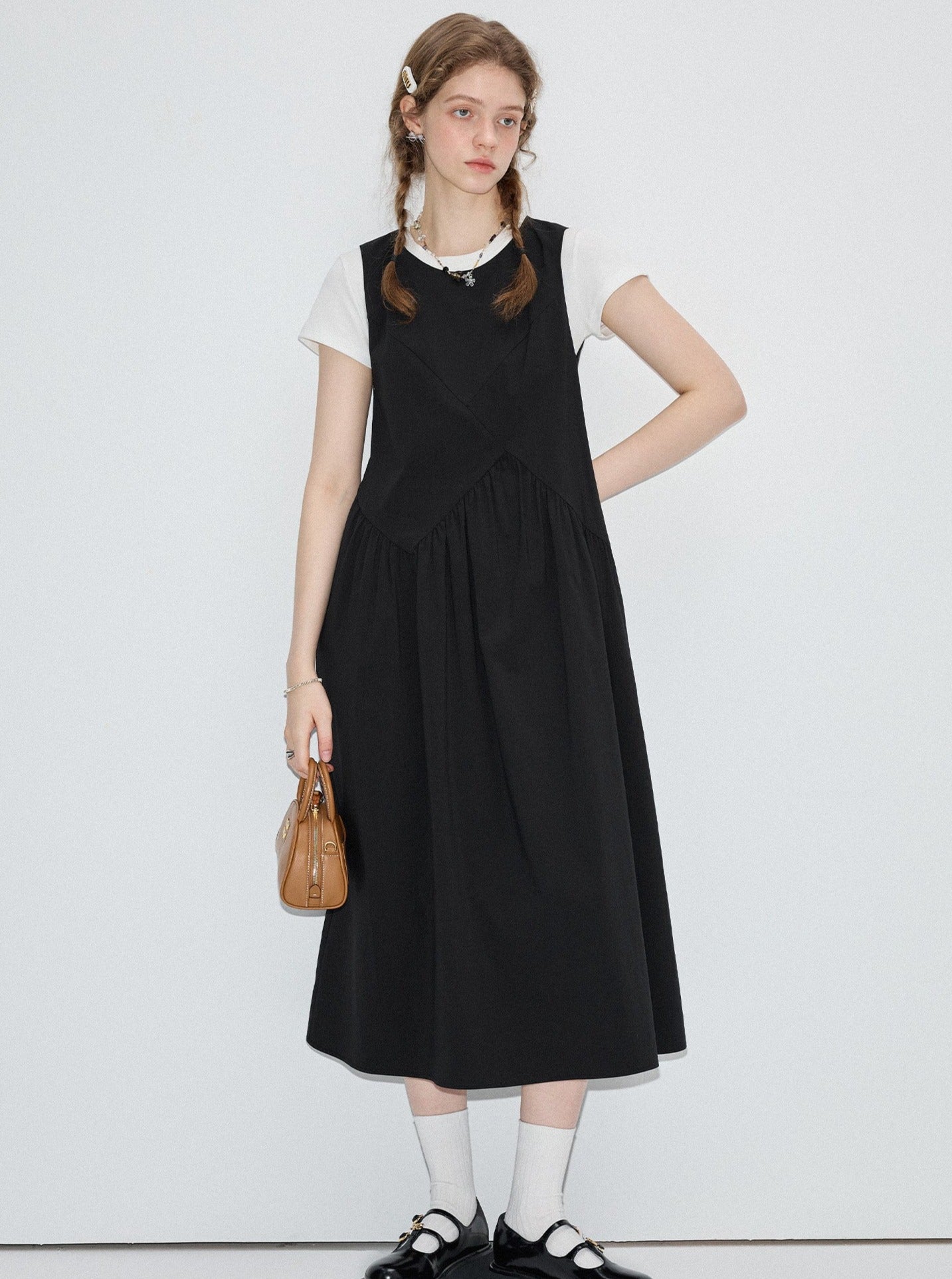 Temperament Irregular Stitched Vest Dress