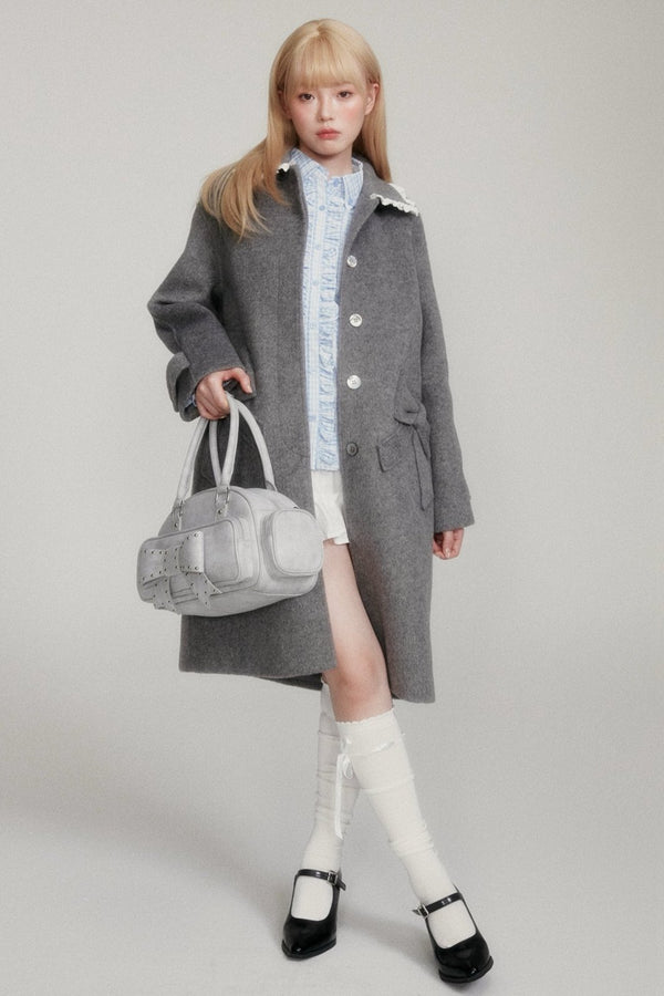 Temperament Gray Dropped Shoulder Coat