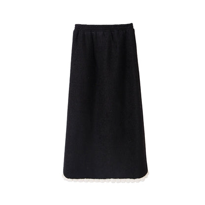wool tweed base straight skirt