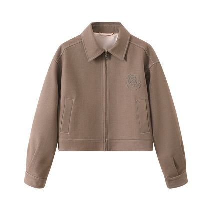 Rose Sniper Embroidered Cropped Jacket