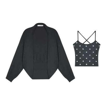 Lyocell Polka Dot Cardigan Set-Up