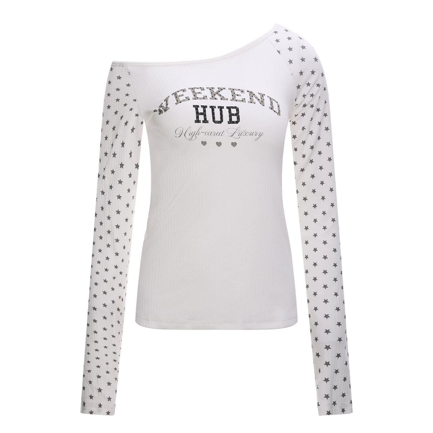 Star Print Off-Shoulder Blouse