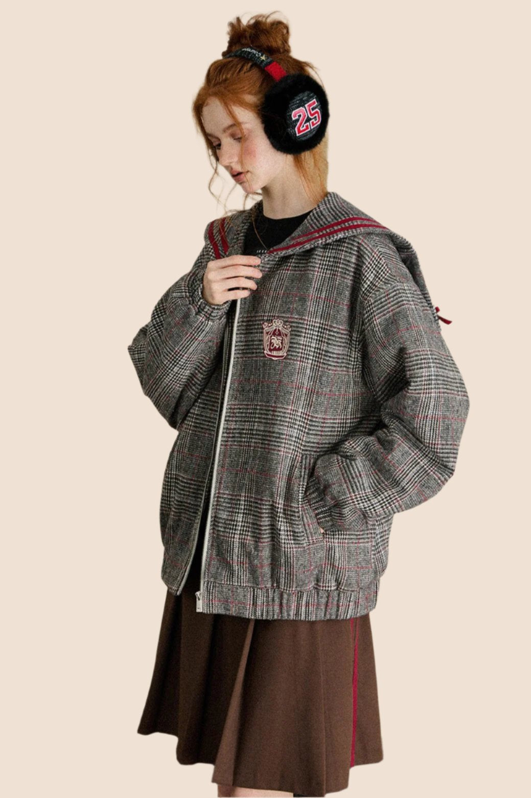 Loose Check Hooded Jacket