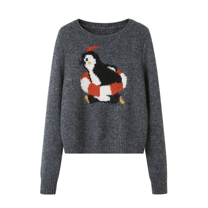 Vintage Penguin Jacquard Crew Neck Sweater
