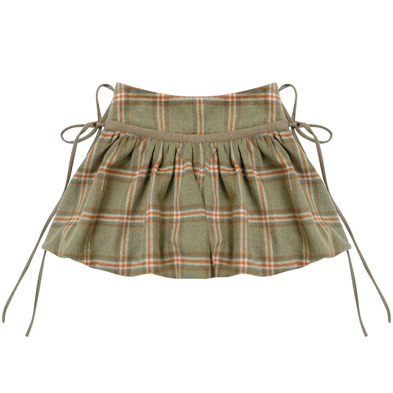 Green Plaid Woolen Skirt
