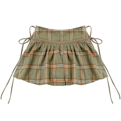 Green Plaid Woolen Skirt