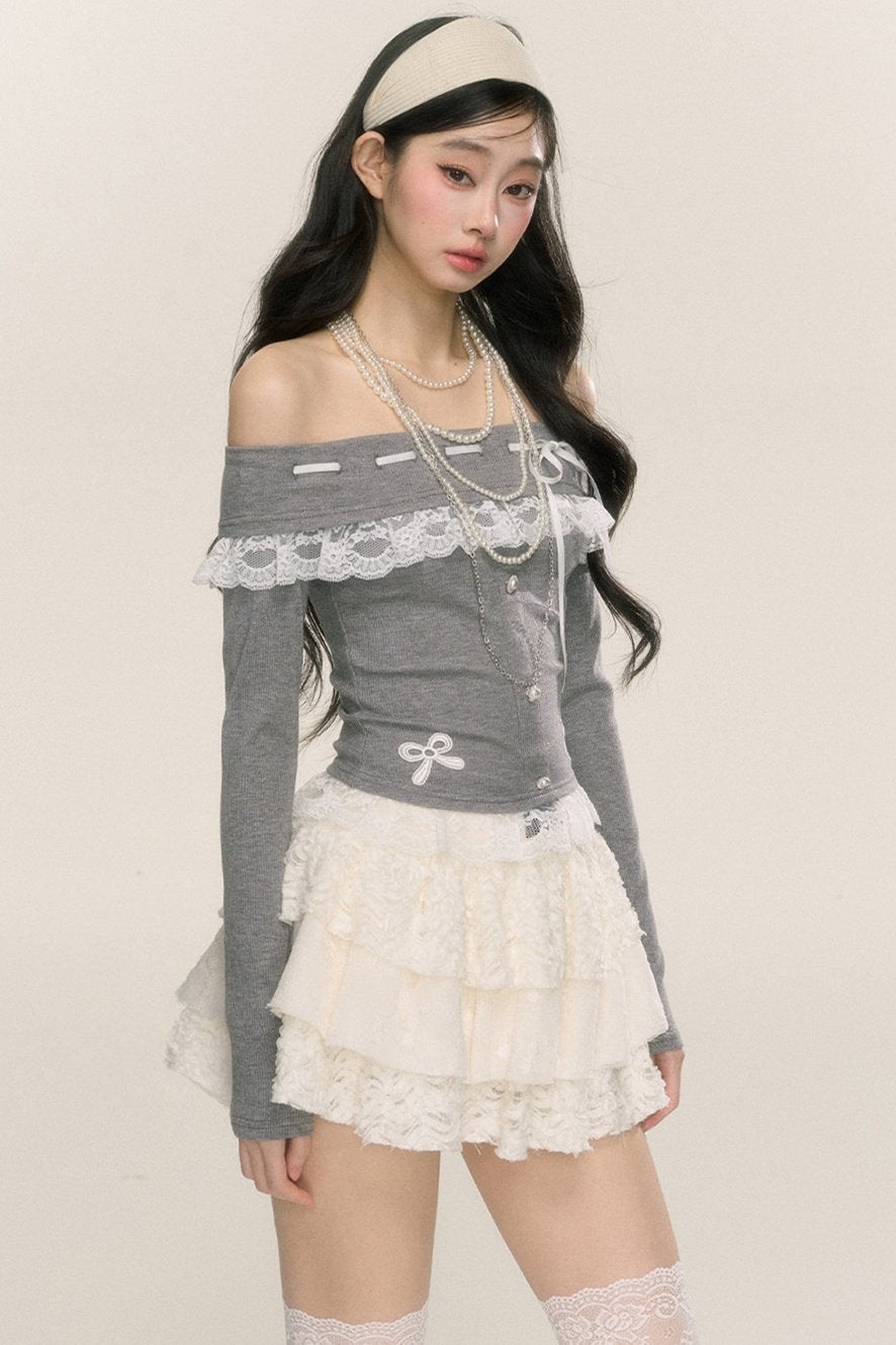 Rime Camellia Lace Long-Sleeve T-Shirt