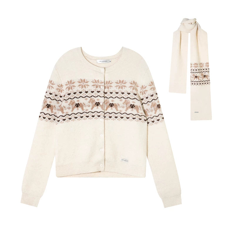 Jacquard Knit Cardigan Set