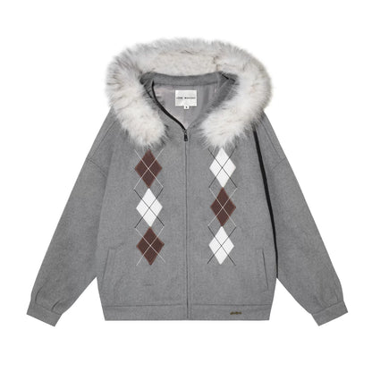 Diamond-Embroidered Woolen Jacket