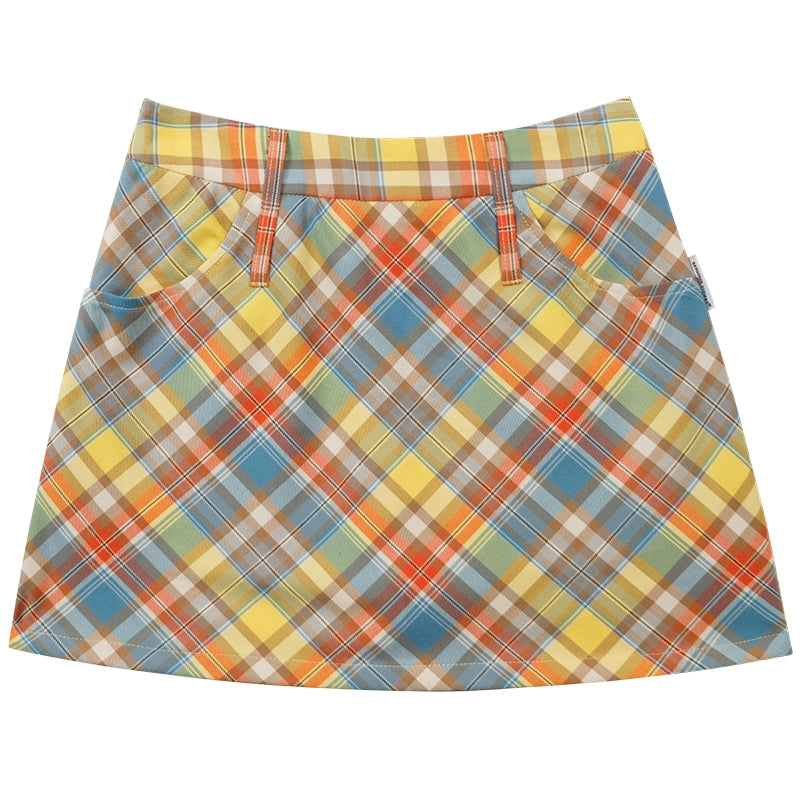 American A-line short plaid skirt