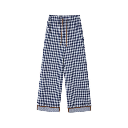 Checkerboard Wide-Leg Trousers