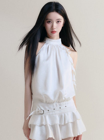 [SNH48 same style] fragile store - moonlight gravel hochwertiges satin off-the-shoulder halterneck slim dress