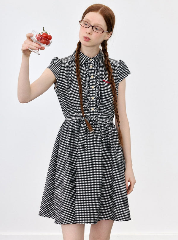 Blue White Plaid Preppy Dress