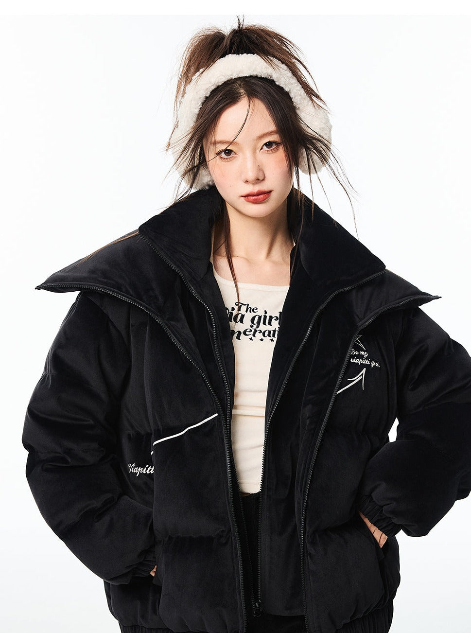 double-layered high-neck down jacket