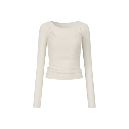 Bow Accent  Long Sleeve Tops