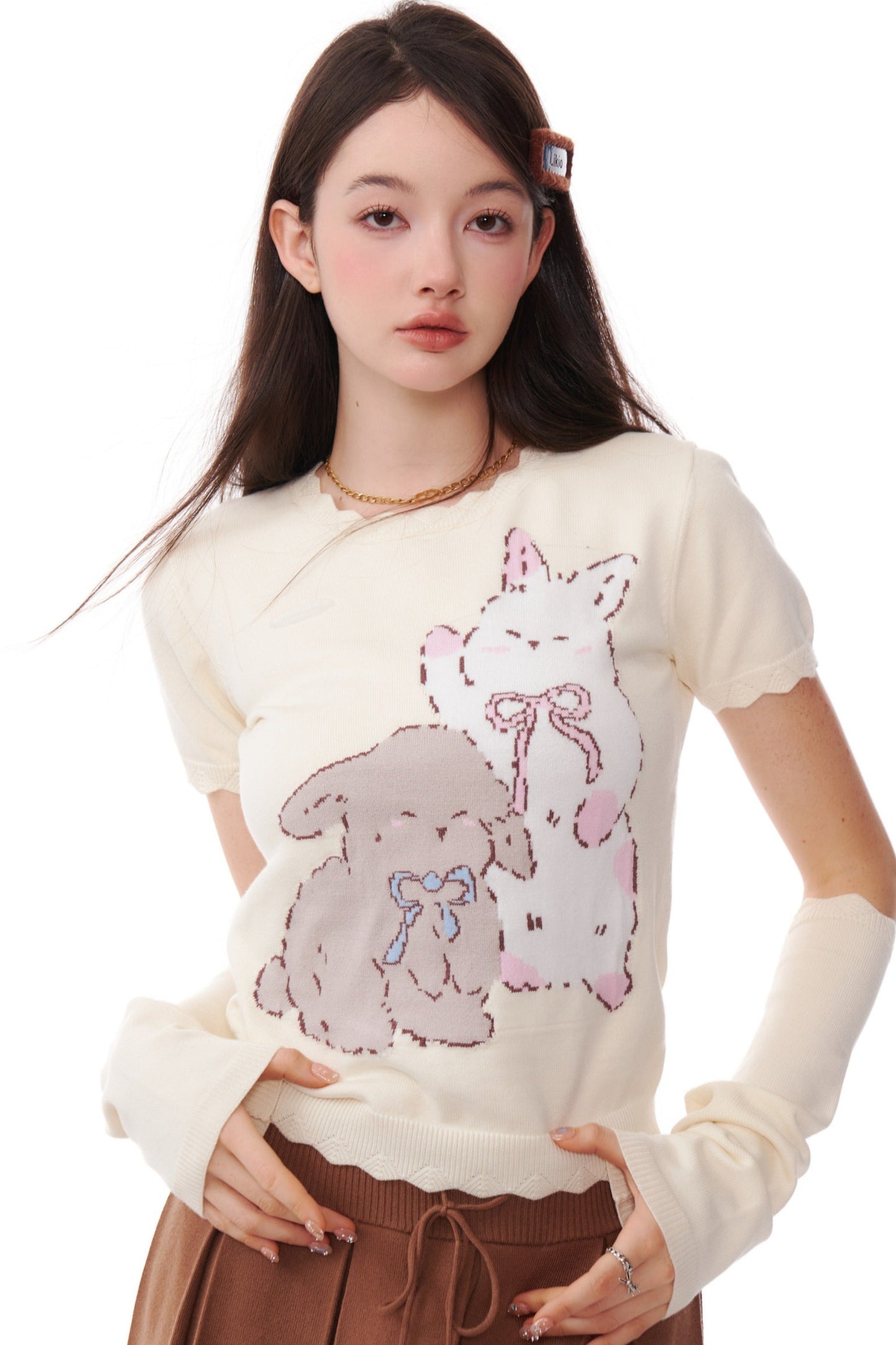 Bunny Design Knit T-Shirt