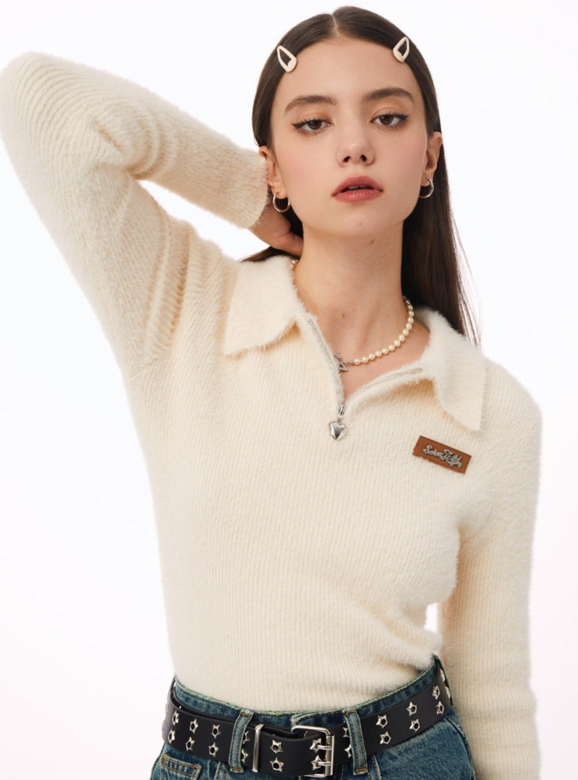 American vintage thin polo collar Tops