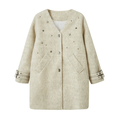 ORIGINAL DESIGN STUDDED SHEEP WOOL COAT