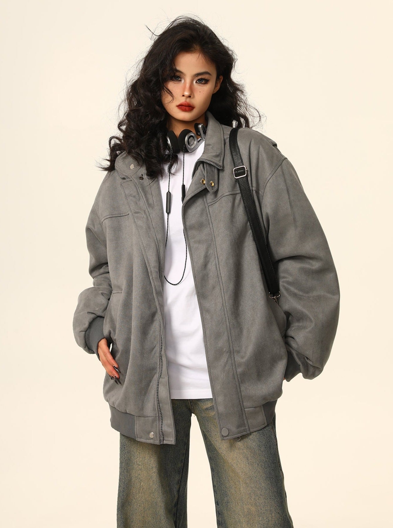 American stand-up collar loose thickened jacket