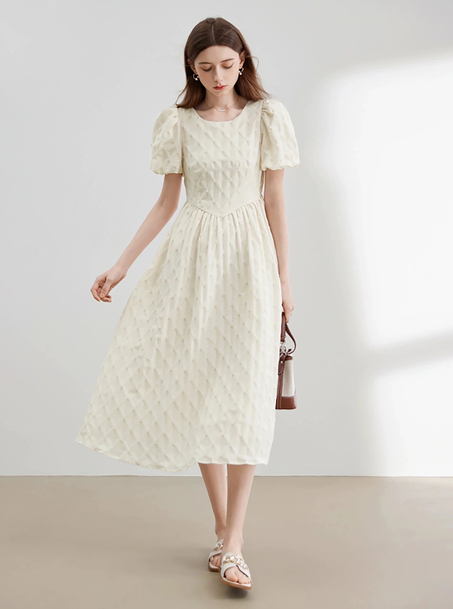 French Elegant Puff Sleeve Dress