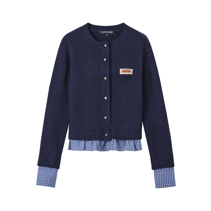 Check Pattern Lace Cardigan