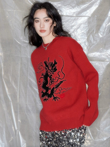 Dragon Zodiac Knitwear Top