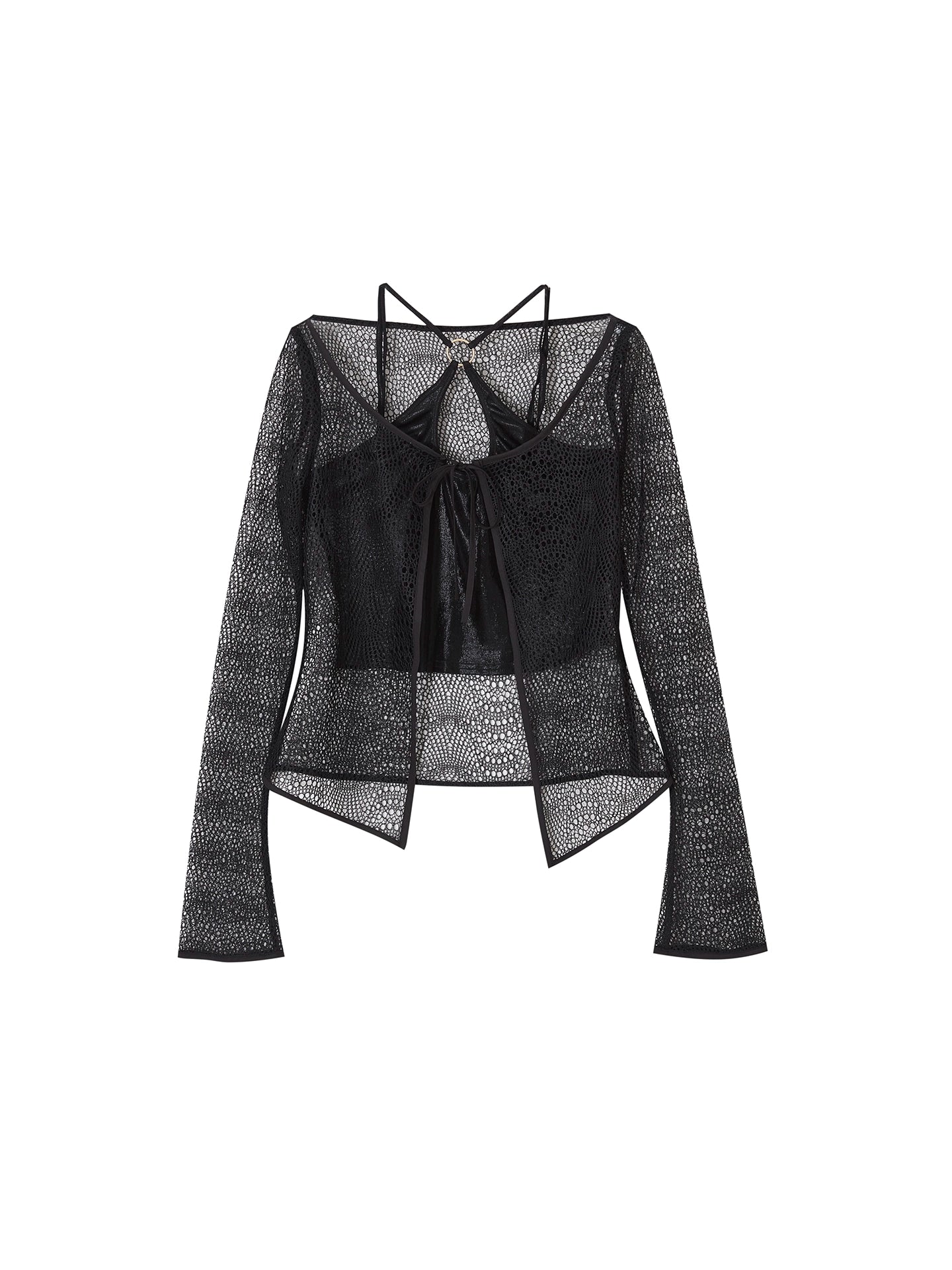 Lace Metallic Cardigan Set