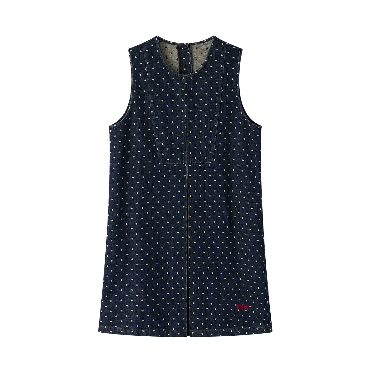 폴카 도트 민소매 데님 드레스 