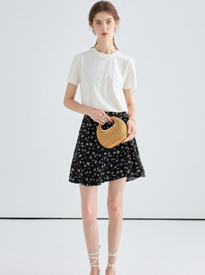 High Waist Floral Short Skirt