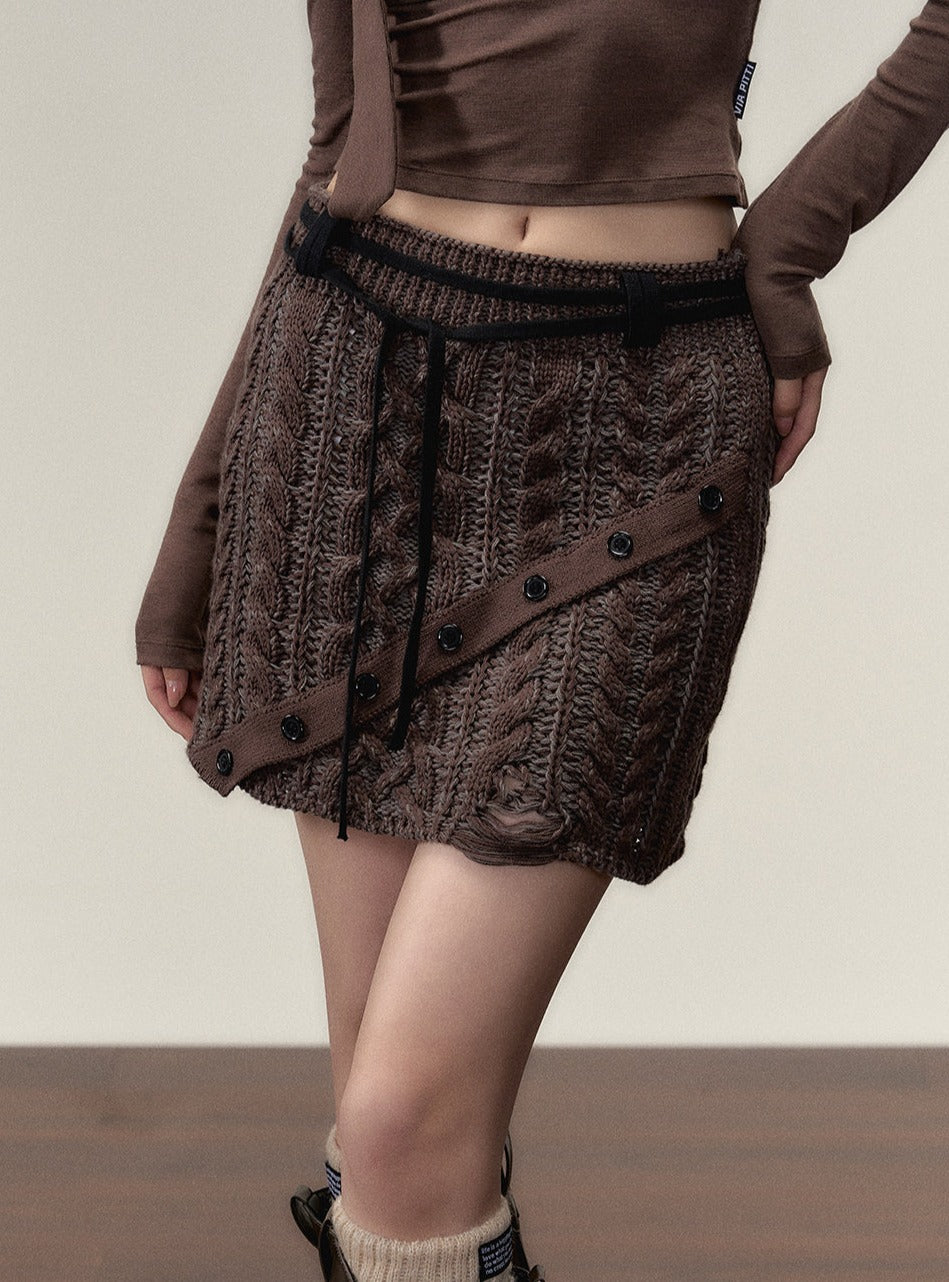 Midi slouchy knitted cardigan with skirt set