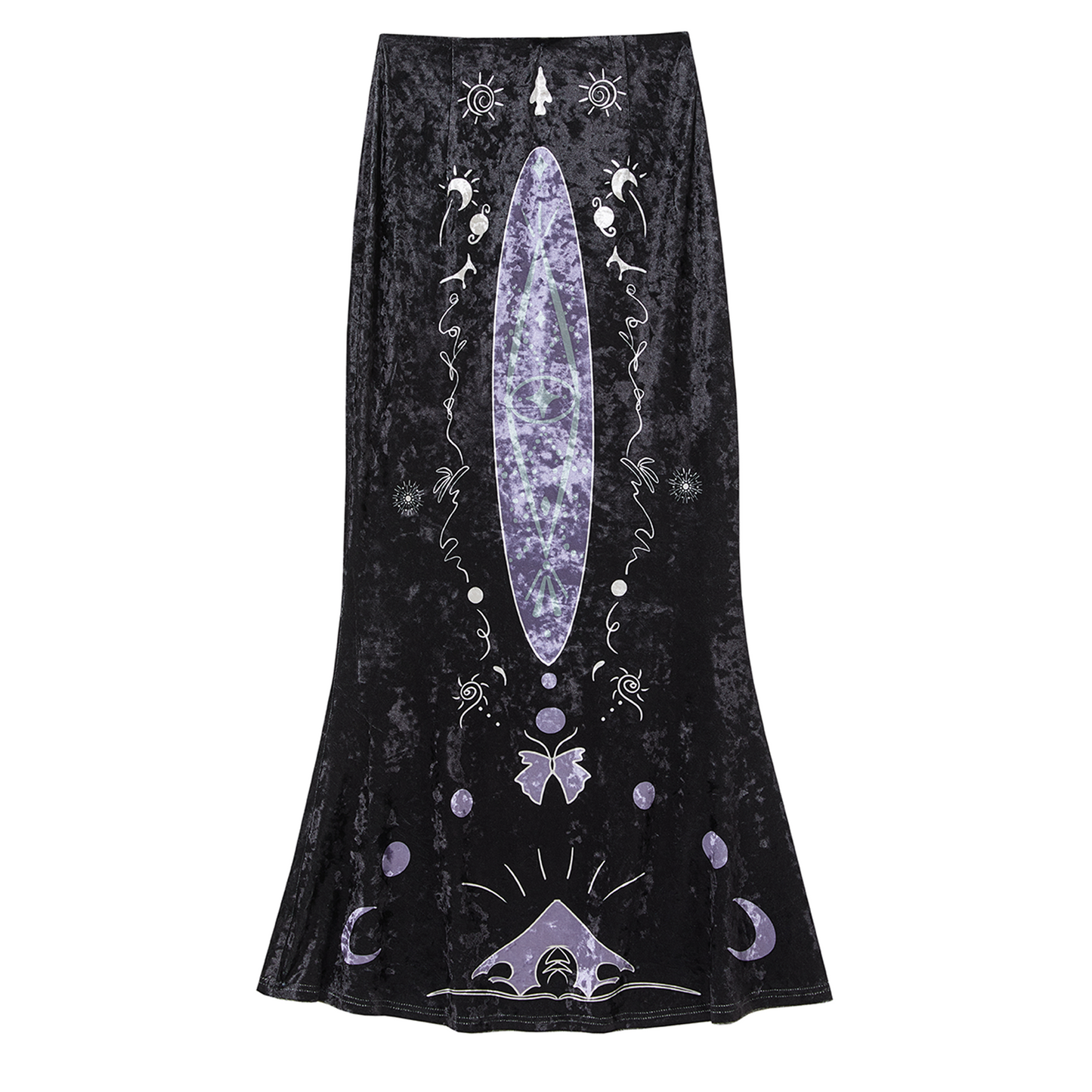 Hand-Painted Velvet Fishtail Skirt