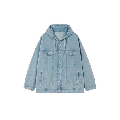 Retro Washed Denim Hooded Jacket