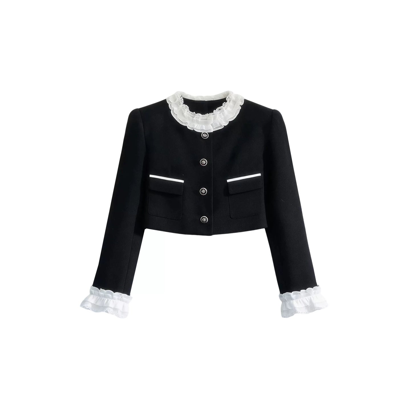 Ink-Colored Lace Jacket and Skirt Set-Up