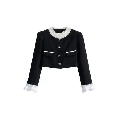 Ink-Colored Lace Jacket and Skirt Set-Up