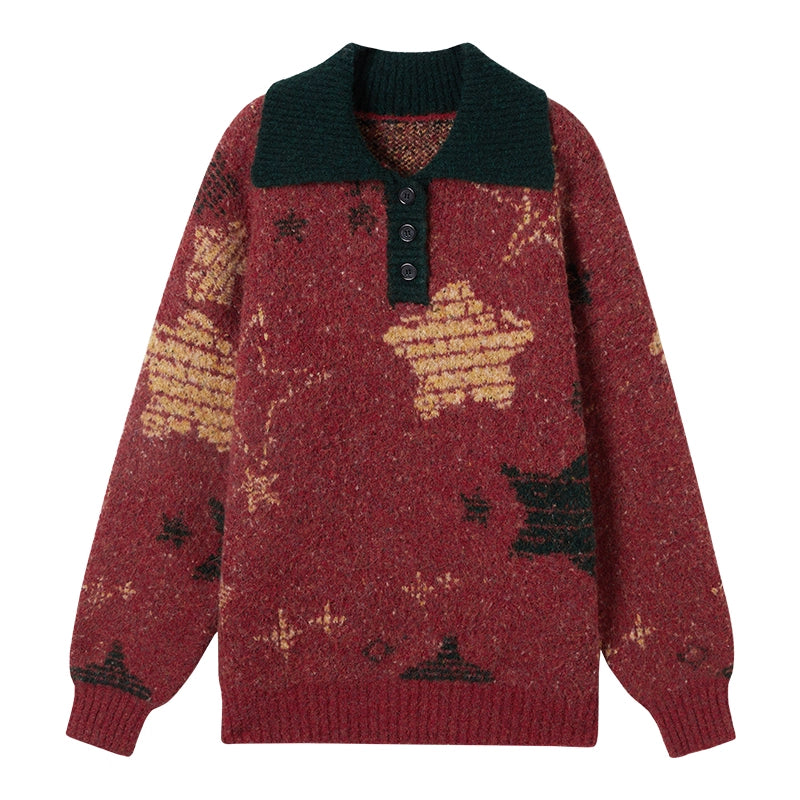 Color-Blocked Star Polo Top