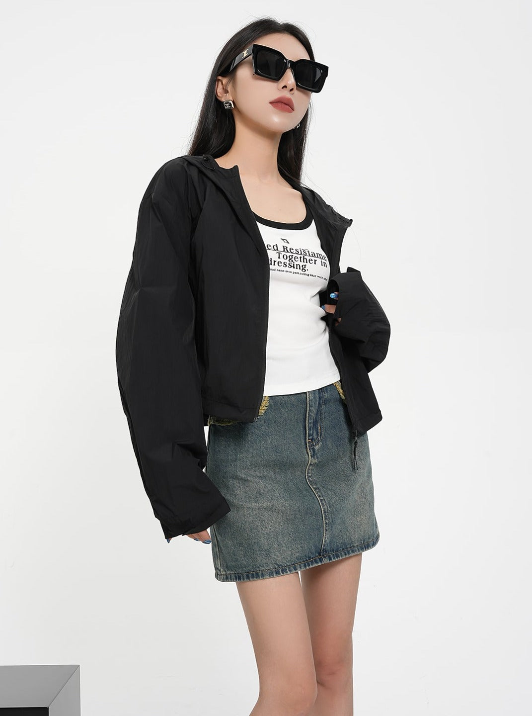 Short Hooded Cardigan Jacket