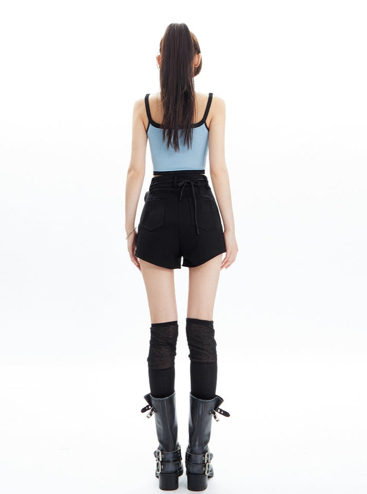 American Bow Strap Woolen Suspender Tank Top